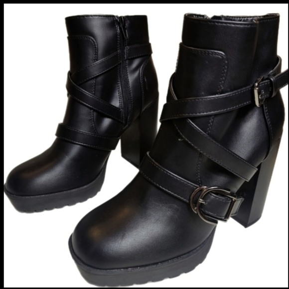Report Women’s Black Chunky Platform Ankle Boots Size 8M– 4” Block Heel - Picture 5 of 10
